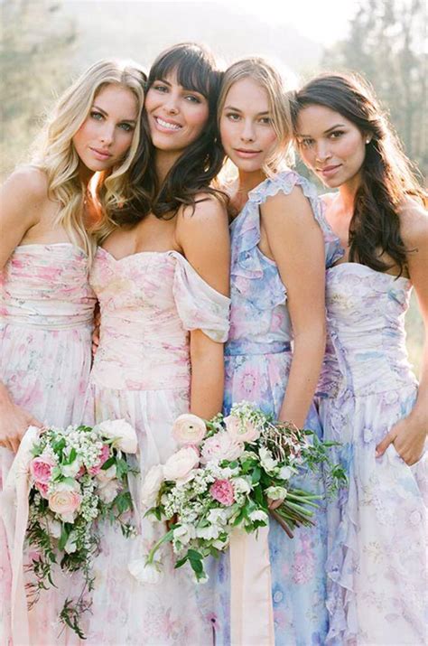 Pastel Floral Print Bridesmaid Dresses By Pps Couture Southbound Bride