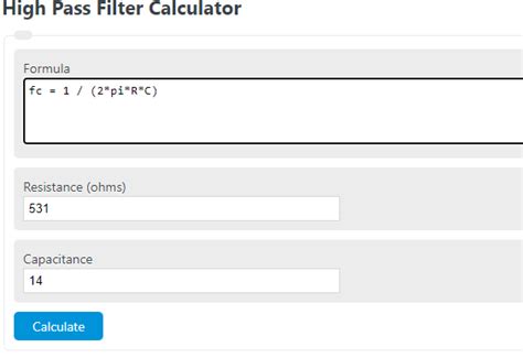 high pass filter calculator calculator academy
