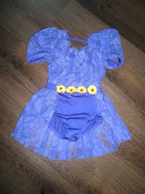 IC Preloved Solo Weissman Blue Lace Costume With Yellow Flowers Size IC