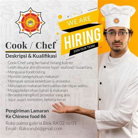 Lowongan Kerja Cook Chef Diploma Perhotelan