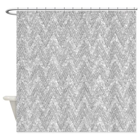 Silver Glitter And Sparkles Chevron P Shower Curtain Cafepress Silver