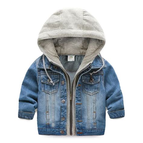 2018 New Kids Boy Denim Jackets Children's Jacket Denim Boys Hooded ...