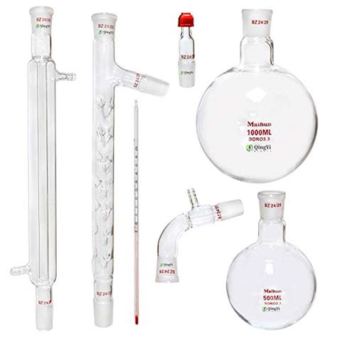 13pcs Glass Distillation Apparatus 24 40 Joint 1000ml Essential Oil Distillation With Double