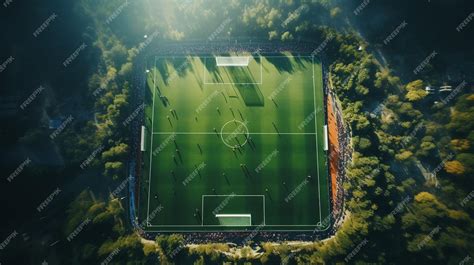 Premium AI Image | Aerial view of the soccer stadium