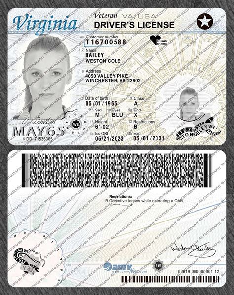 Virginia New Driving License Psd Template 2023 • Fully Editable • High