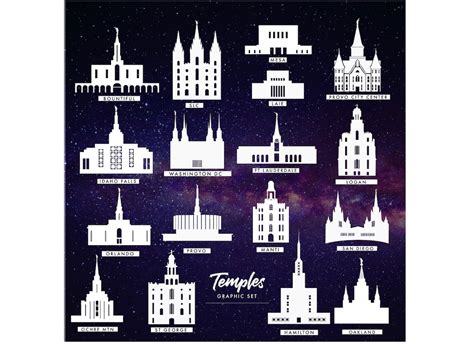 Lds Temple Vector Set Popular Temples Temple Graphics Etsy