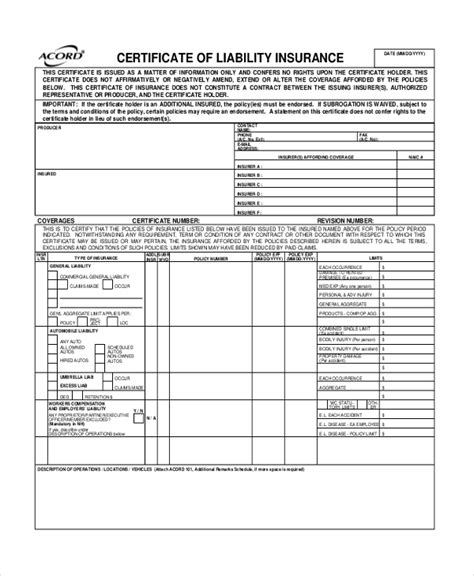 Free Printable Acord Forms Printable Templates