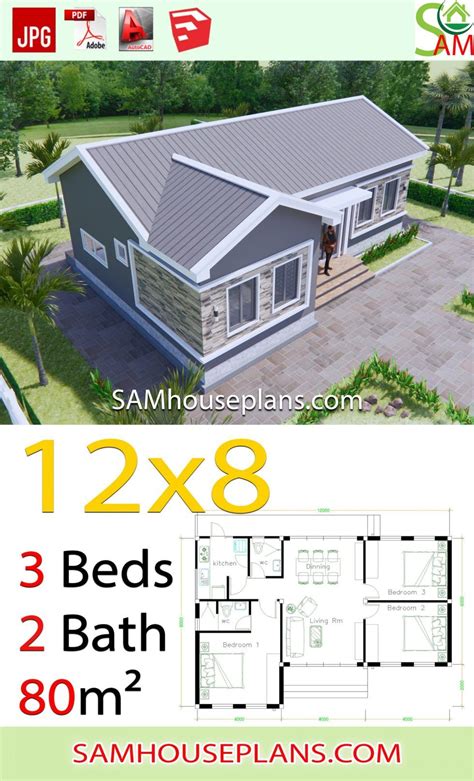 House Plans 128 With 3 Bedrooms Gable Roof Samhouseplans Bd6 Artofit