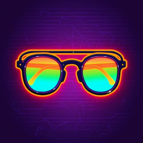 Premium Photo Neon Glasses With A Rainbow Reflection On A Dark