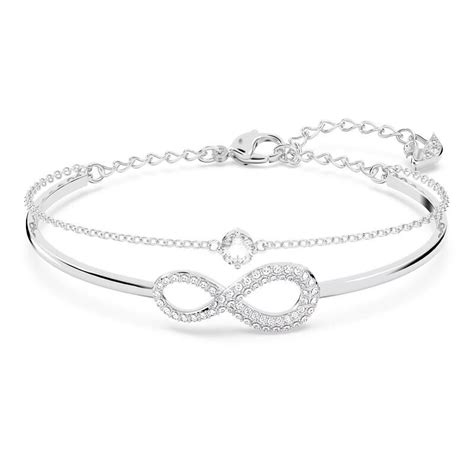 Bracciale Rigido Swarovski Infinity Infinito Bianco Placcato Rodio