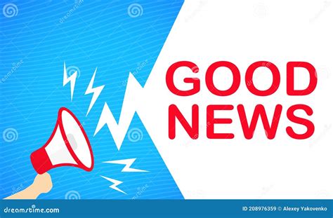 Good News Banner Hand Holding Megaphone Advertising Stock Vector