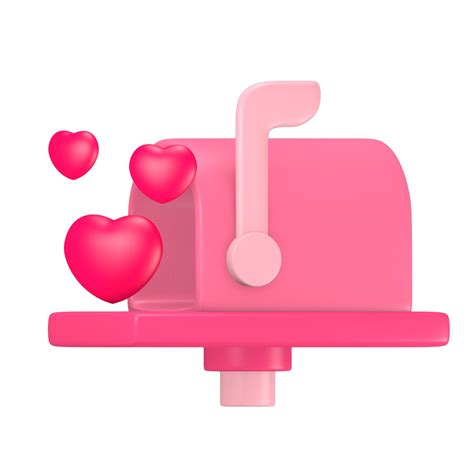 3d Cute Pink Valentines Day Icon Mail Box Love 16618217 Png