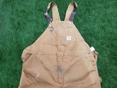 Carhartt Duck Brown Overalls Quilt Lined Double Knee Bq186 Mens Size