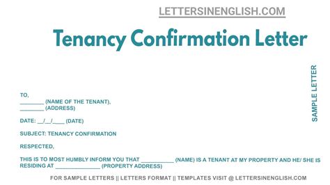 Tenancy Confirmation Letter Sample Letter For Confirming The Tenancy