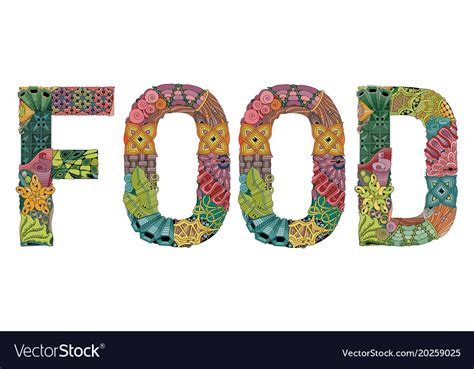 Word food decorative entangle object Royalty Free Vector