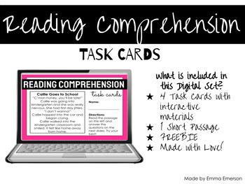 EDITABLE | Reading Comprehension Task Cards | FREE by Emma Emerson