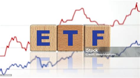 etf chart  wooden cubes stock photo  image  banking