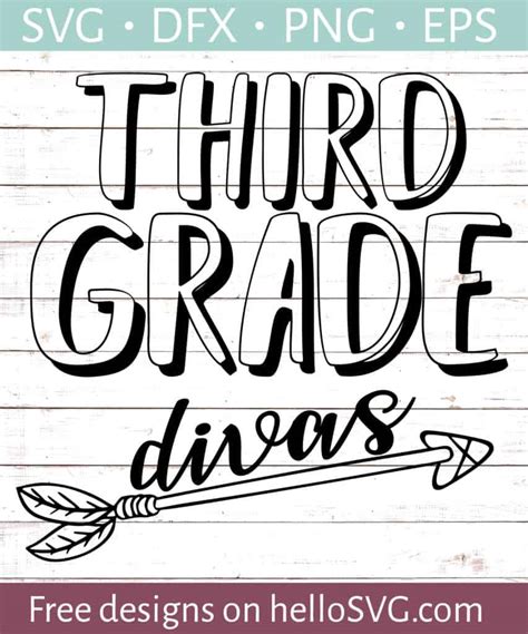 Third Grade Divas Teacher Shirt Design SVG Free SVG Files