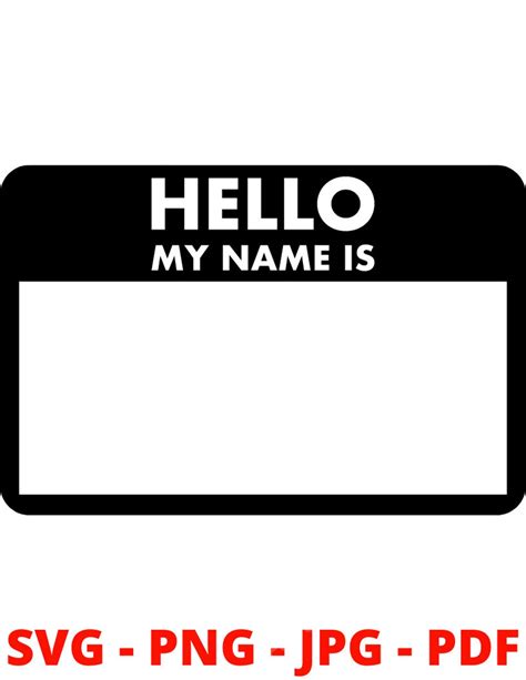 Hello My Name Is SVG Badge Simple Print Lettering Template Sticker SVG