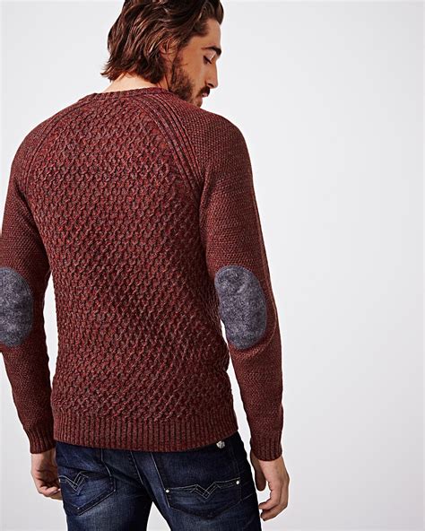 Textured Elbow Patch Sweater Rwandco