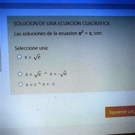 Solved Soluciones De Una Ecuaci N Cuadr Tica Solucion De Una Ecuacion