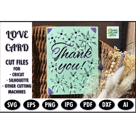 Pop Up Thank You Card Svg File For Cricut Joy Silhouette And Pdf Files