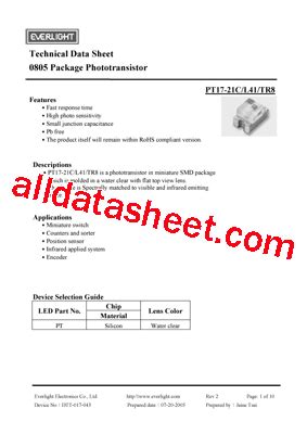 PT17 21C Datasheet PDF Everlight Electronics Co Ltd