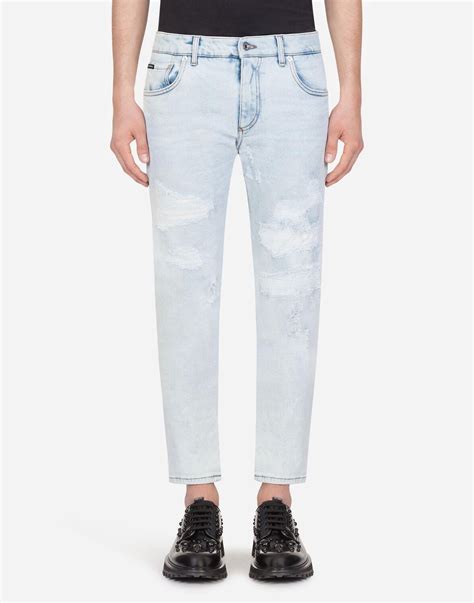 Dolce And Gabbana Denim Stretch Slim Fit Jeans In White For Men Lyst