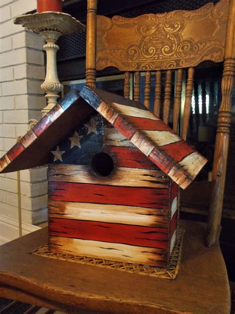 Americana Birdhouse Rustic Birdhouse Made To Order Stars And Stripes