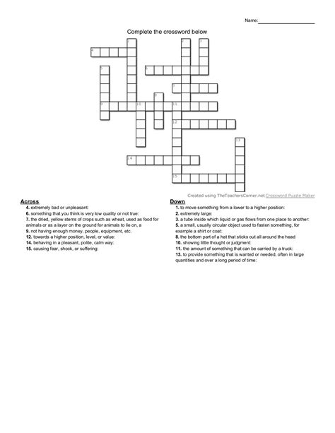 Theteacherscorner Net Crossword Puzzle Maker