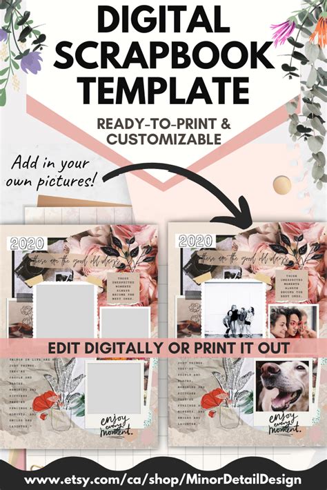 Premade Scrapbook Templates 8 5x11 Scrapbook Template Etsy Canada