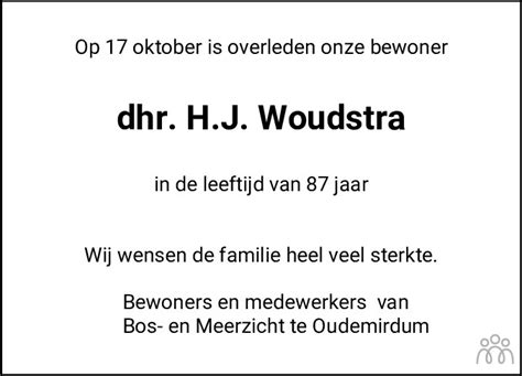 Hendrik Johan Henk Woudstra 17 10 2022 Overlijdensbericht En