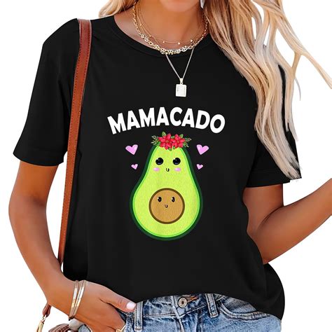 Mamacado Cute Avocado Mom Kawaii Pregnant Mama Baby Women T Shirt Black