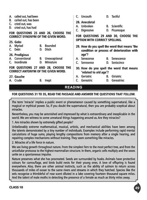 International English Olympiad Ieo Workbook For Class 10 Mcqs