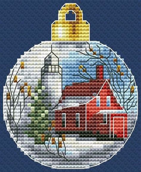 Christmas Lighthouse Cross Stitch Pattern Ornament Pattern Christmas