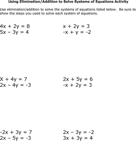 Systems Of Linear Equations Practice