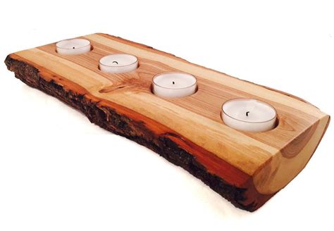 Half Log Tree Wood Candle Holder Tealight Candleholder Etsy