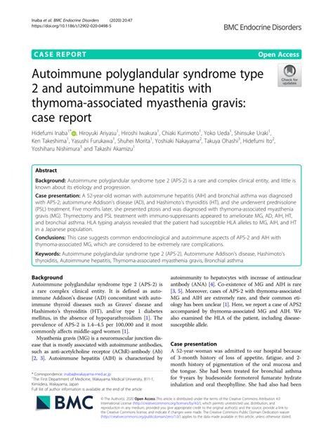 Pdf Autoimmune Polyglandular Syndrome Type And Autoimmune Hepatitis