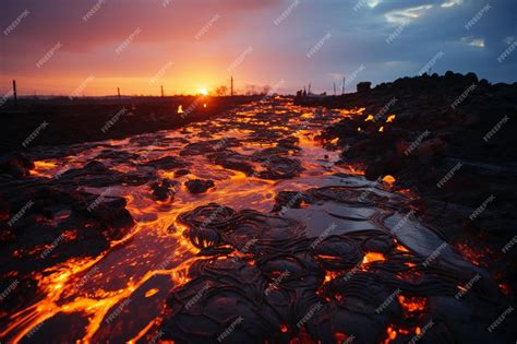 Premium Photo | Lava flowing in a volcano