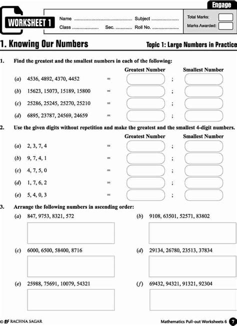 Happy Learning Pull Out Worksheets Mathematics For Class 6 Worksheets Library