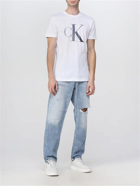 Calvin Klein Jeans T Shirt For Man White Calvin Klein Jeans T Shirt J30j321546 Online On