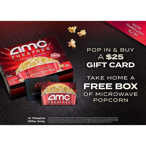 [amc Theatres] Free Microwave Popcorn With The Purchase Of A 25 Amc T Card [deal Price 25