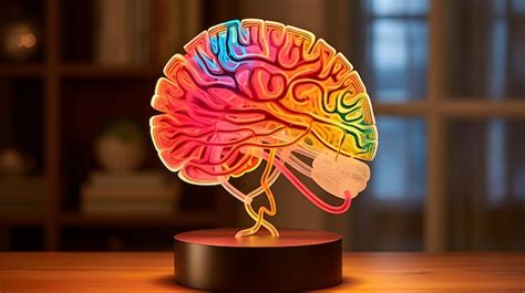 Premium AI Image A Neon Lit Up Brain Shaped Light Sculpture With A