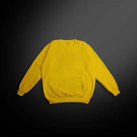 Jual SWEATER BASIC POLOS WARNA KUNING CANARY PRIA DAN WANITA UNISEX