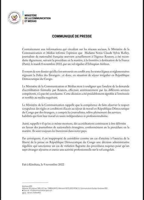 Ministère De La Communication Et Médias Rdc On Twitter Rdc Mise Au