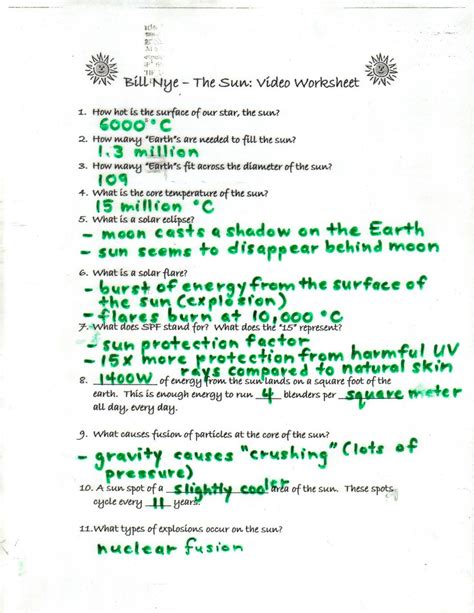 Answer Key Bill Nye The Science Guy Waves Worksheet Answers