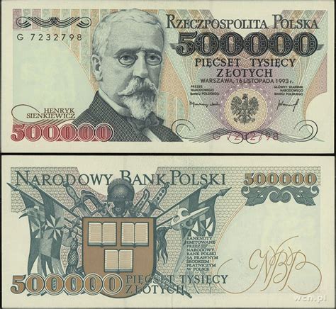 1990 1993 Series Polish 500000 Złoty Banknote Featuring Henryk