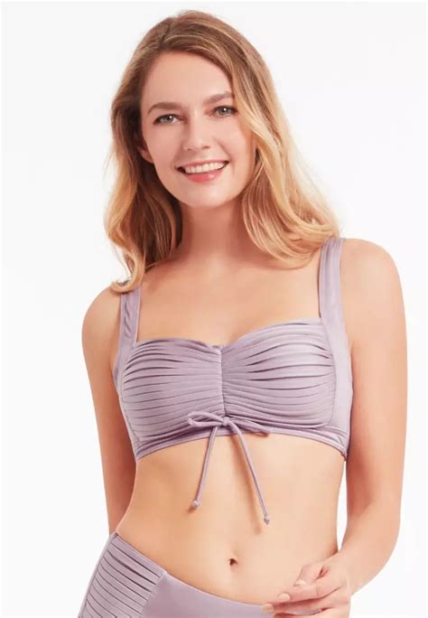 Buy Sunseeker Riviera Dusty Lilac Plus Cup Pleated Square Neck Bikini Top Online Zalora
