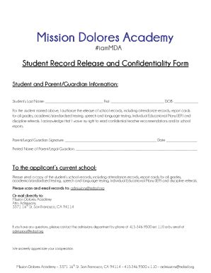 Fillable Online Student Record Release And Confidentiality Form Fax