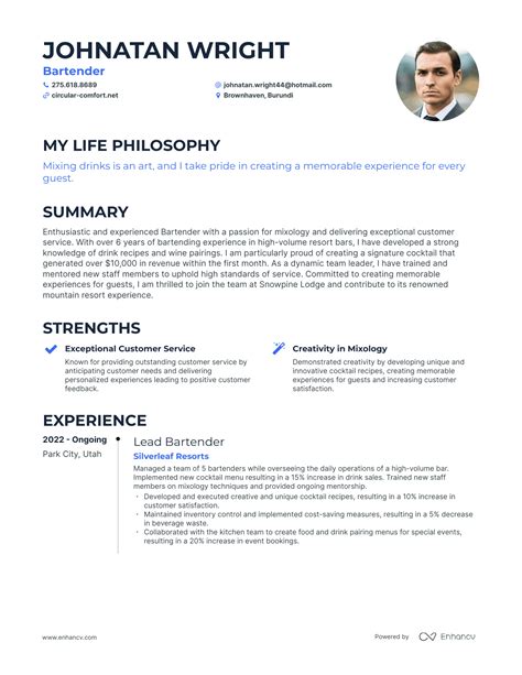 Successful Bartender Resume Examples And Writing Tips For